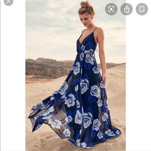 Lulus Black and blue maxi dress